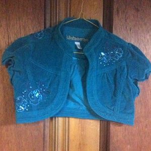 Beautiful Unique Limited Too Girls Beaded Embellished Shrug Top Aquamarine blue